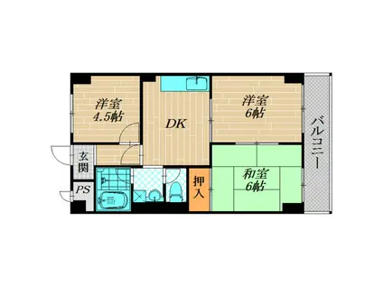 森岡ビル(3DK/5階)の間取り写真