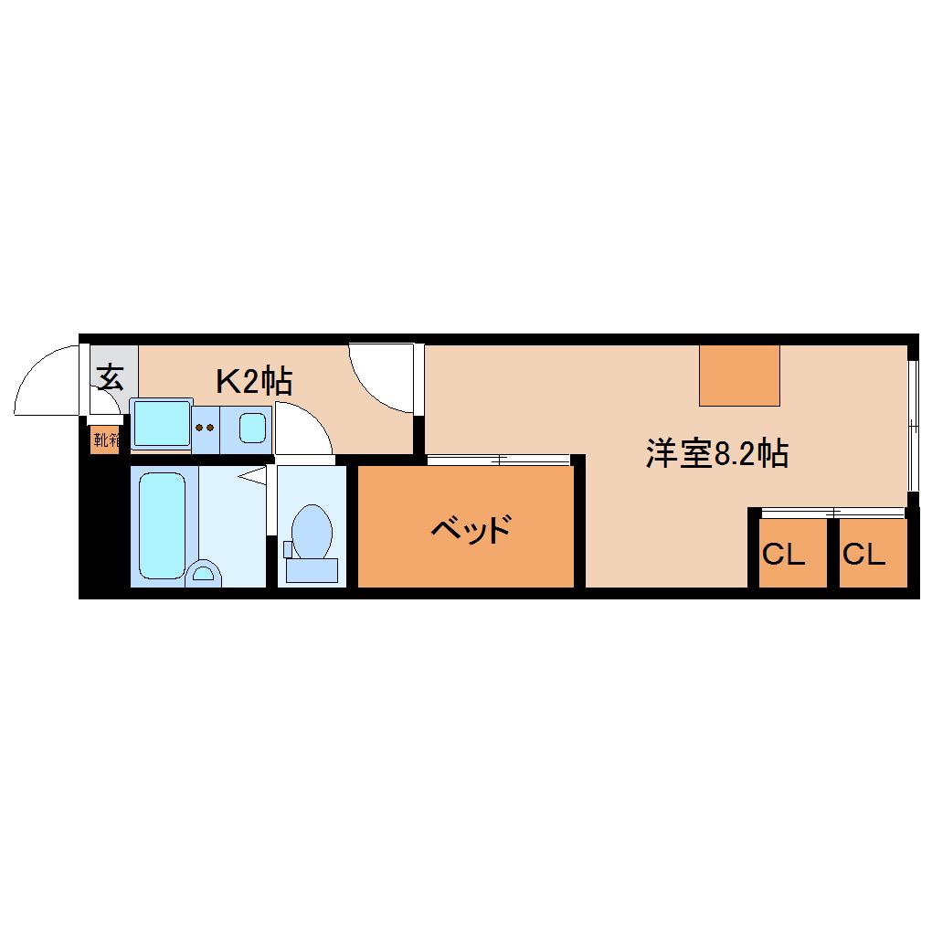 レオパレス州見台(1K/2階)の間取り写真