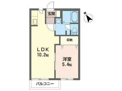 ディアスK(1LDK/2階)の間取り写真