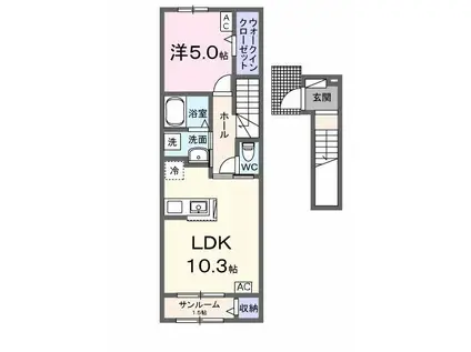 MALEN(1LDK/2階)の間取り写真