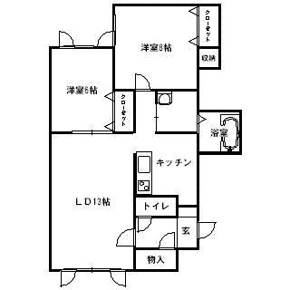 ウッドパレス(2LDK/2階)の間取り写真