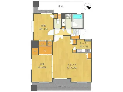 ライオンズステーションプラザ下総中山(2LDK/13階)の間取り写真