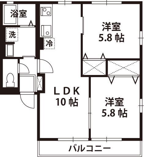 メゾン高田A(2LDK/2階)の間取り写真