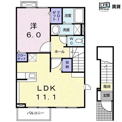 トロワリューヌ(1LDK/2階)の間取り写真