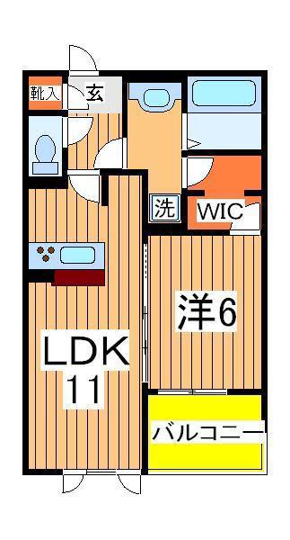 リシェスⅠ(1LDK/1階)の間取り写真