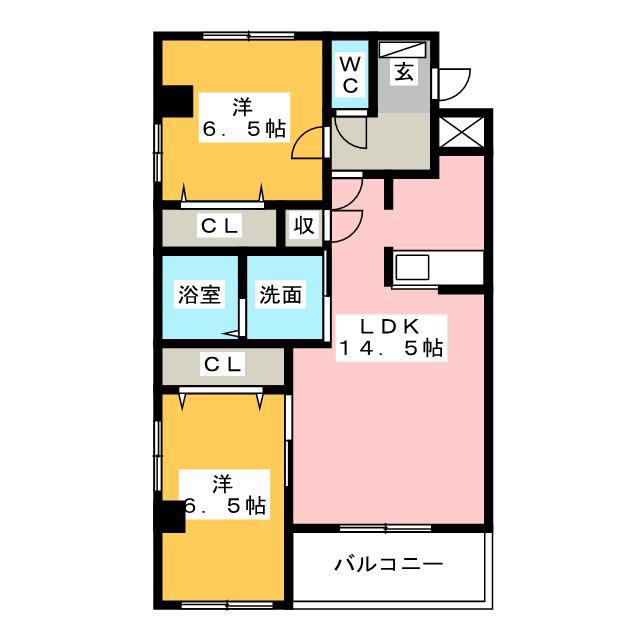 エスト・ヴァリー(2LDK/2階)の間取り写真