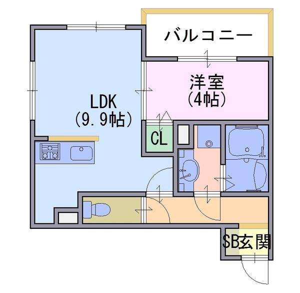 ソラヴィータ桂川(1LDK/1階)の間取り写真