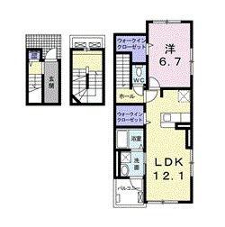 アンソレイエV(1LDK/3階)の間取り写真