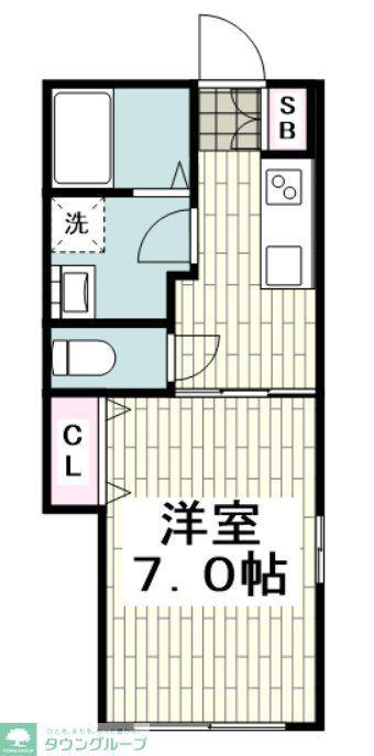 Kクラビス横浜(1K/1階)の間取り写真