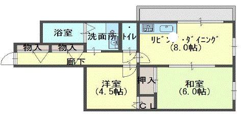 ゼンラフォーレ(2LDK/4階)の間取り写真