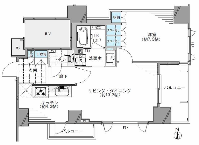 半蔵門 1LDK(1LDK/4階)の間取り写真