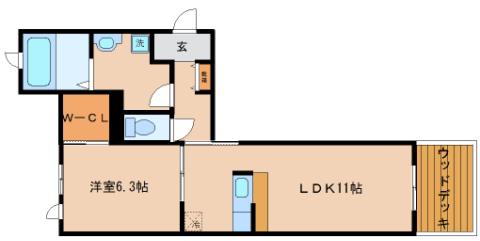 ヴィラージュ山手(1LDK/2階)の間取り写真