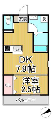 GAZELLE NOAH尼崎尾浜1(1DK/3階)の間取り写真