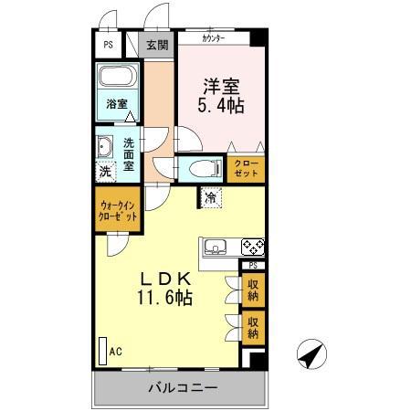 CHARCOAL(1LDK/4階)の間取り写真