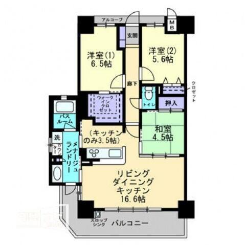 アルファスマート姫路市役所南(3LDK/5階)の間取り写真