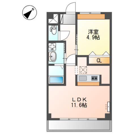 ライツ南曽根(1LDK/1階)の間取り写真