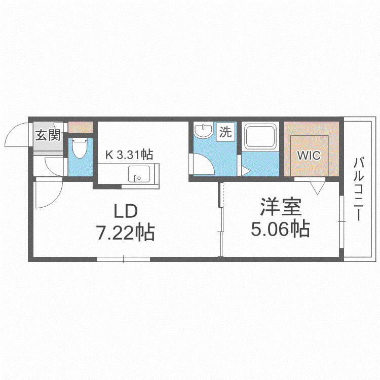 CHEVAL北10条(1LDK/2階)の間取り写真
