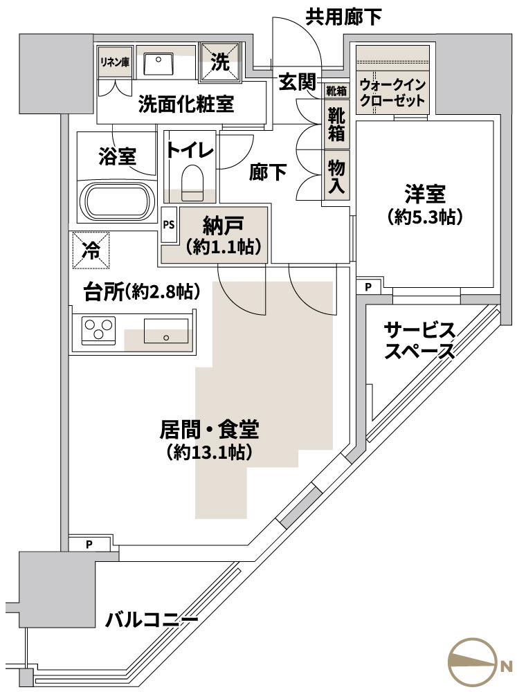 プラウド文京千駄木(1LDK/9階)の間取り写真