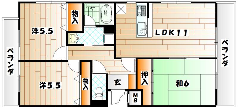アネーロあそう(3LDK/6階)の間取り写真