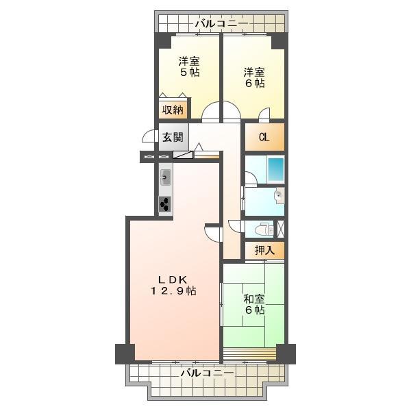 ダイアパレス名谷(3LDK/2階)の間取り写真
