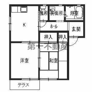 フォーレスタカオカ(2K/1階)の間取り写真