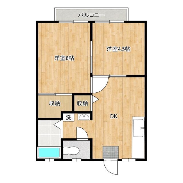 パナハイツ金屋(2DK/1階)の間取り写真