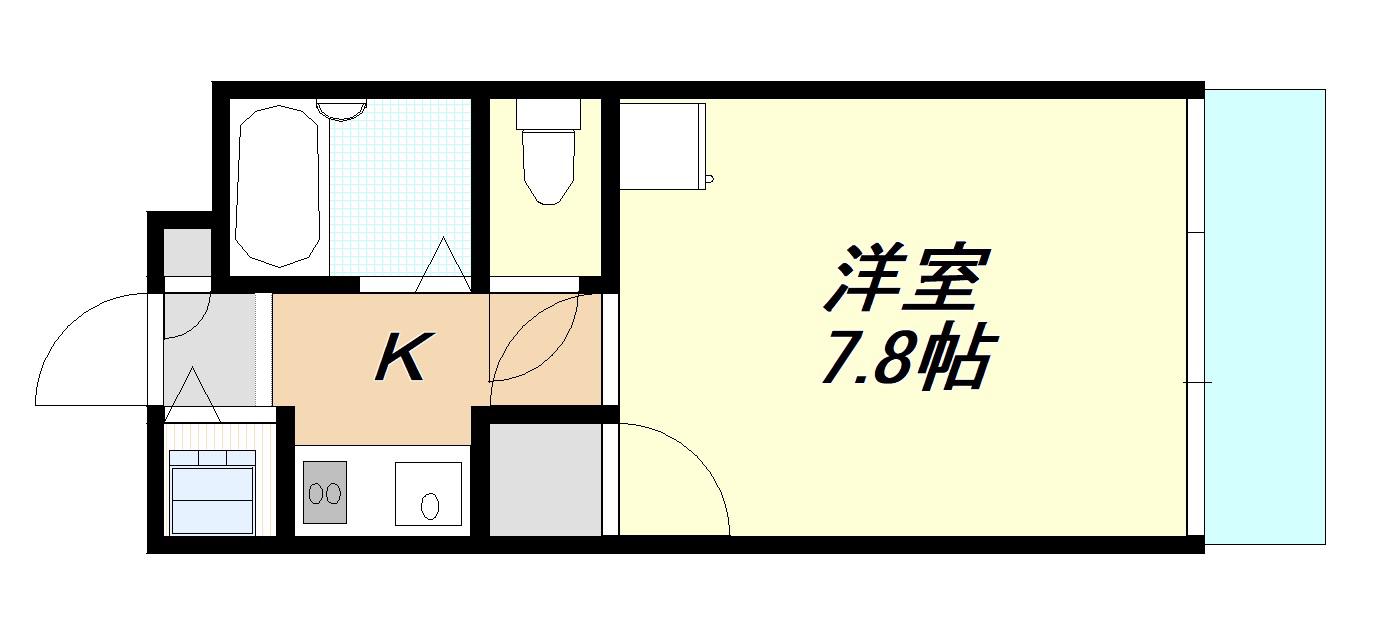 グランデール伊島(1K/3階)の間取り写真