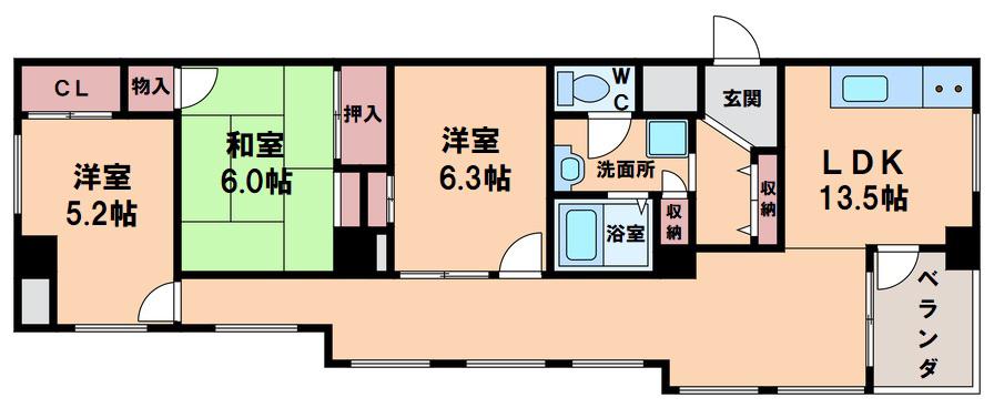 らぽーる(3LDK/2階)の間取り写真