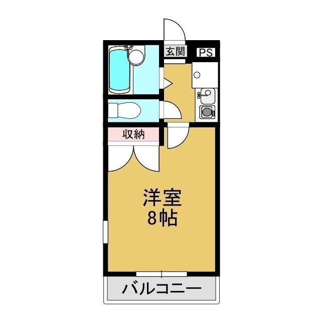 竹林ナカノB(1K/2階)の間取り写真