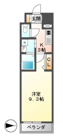 KDXレジデンス今池(1K/2階)の間取り写真