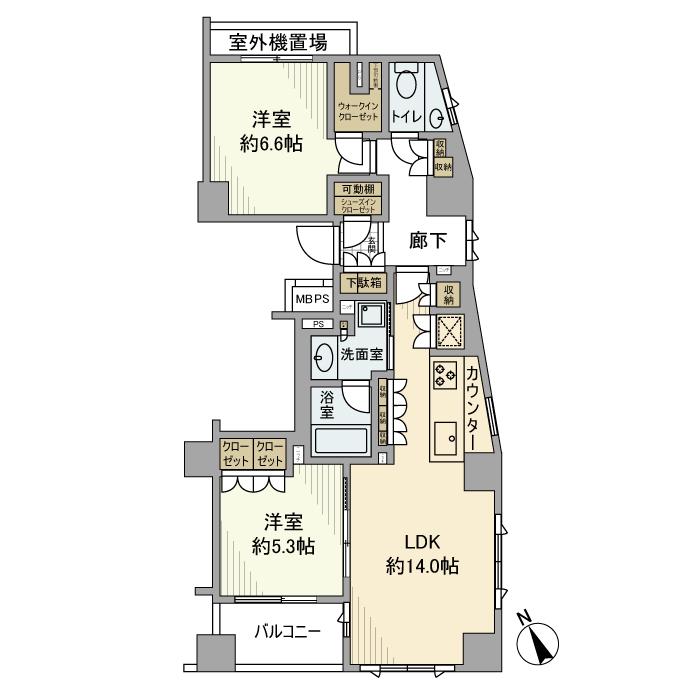 アトラス代々木上原(2LDK/5階)の間取り写真