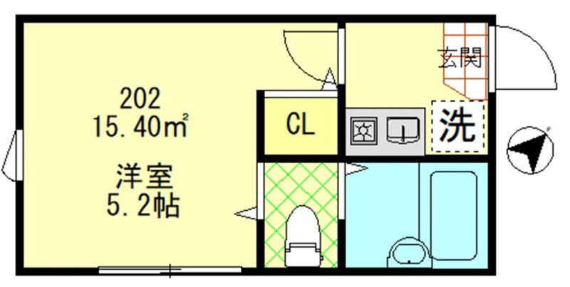エスポワール平井弐番館(ワンルーム/2階)の間取り写真