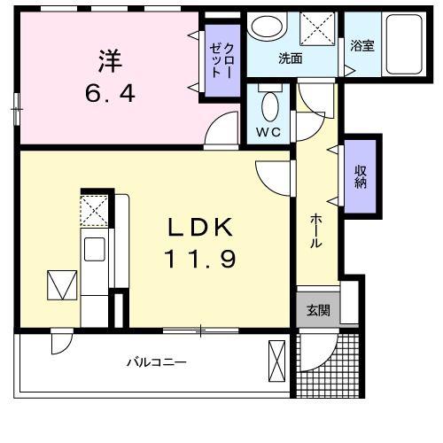 シトロン・フィオーレ(1LDK/1階)の間取り写真