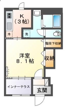 リヴィエール林(1K/1階)の間取り写真