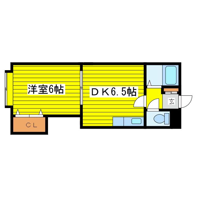 グランドビル(1DK/3階)の間取り写真