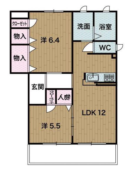 エスポワールGIYOU(2LDK/1階)の間取り写真