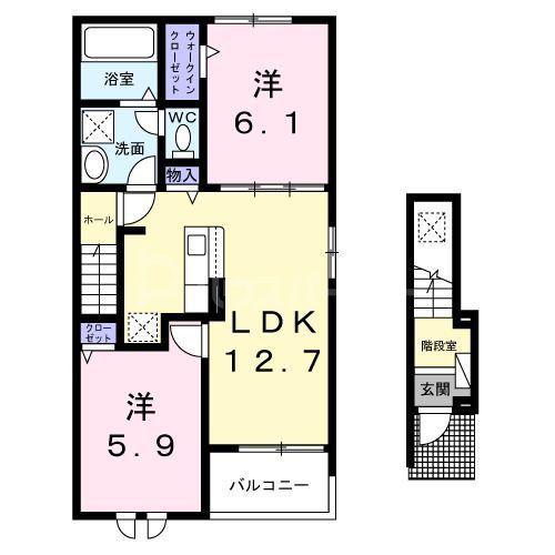ブラウンヒルズ(2LDK/2階)の間取り写真