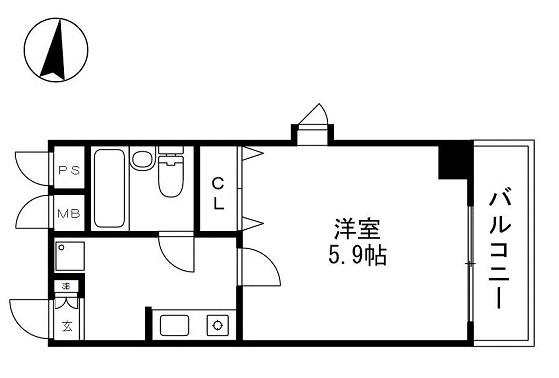 プリオール三宮(1K/2階)の間取り写真