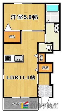 GRANDIR(1LDK/1階)の間取り写真