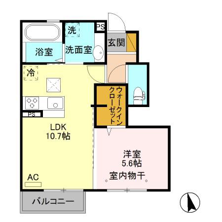 LA・MONTE横山(1LDK/1階)の間取り写真