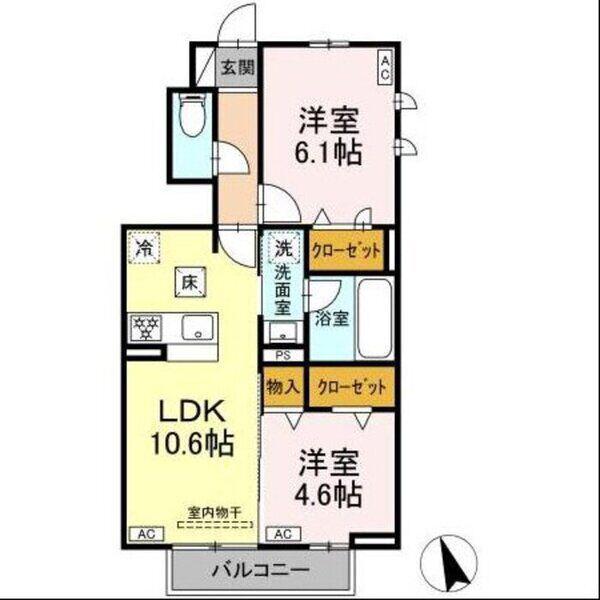 フロレゾンK&K(2LDK/1階)の間取り写真