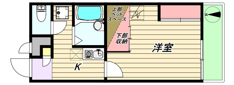 ワイズアパートメント八尾(1K/2階)の間取り写真