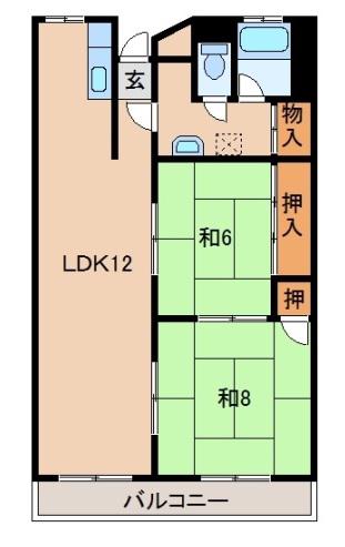 プレゼンス西浜(2LDK/3階)の間取り写真