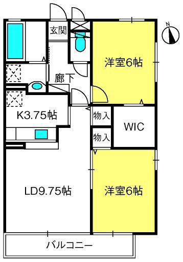 ロイヤルガーデンII(2LDK/1階)の間取り写真