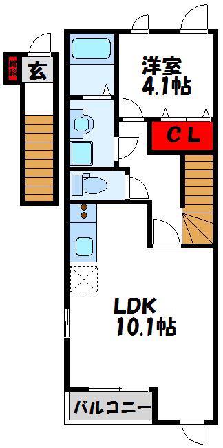 ブロッサムII(1LDK/2階)の間取り写真