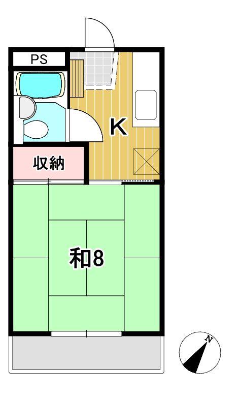 カーサM(1K/1階)の間取り写真