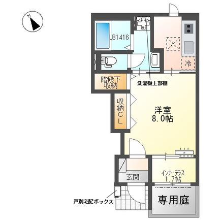 シェルル・スターテラス貴布祢(1K/1階)の間取り写真