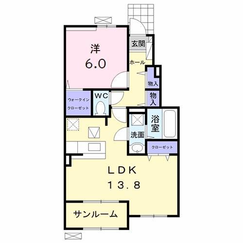リーヴァ 眞A(1LDK/1階)の間取り写真