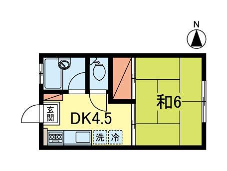 コーポ21(1DK/1階)の間取り写真
