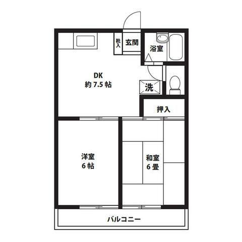 ハイツフォレスト(2DK/1階)の間取り写真